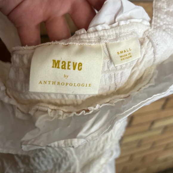 Maeve Anthropologie Smocked Ruffle Tank Ivory/White Size Small - Picture 6 of 9